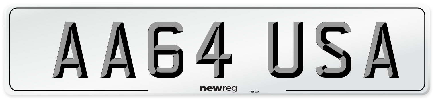 AA64 USA Number Plate from New Reg